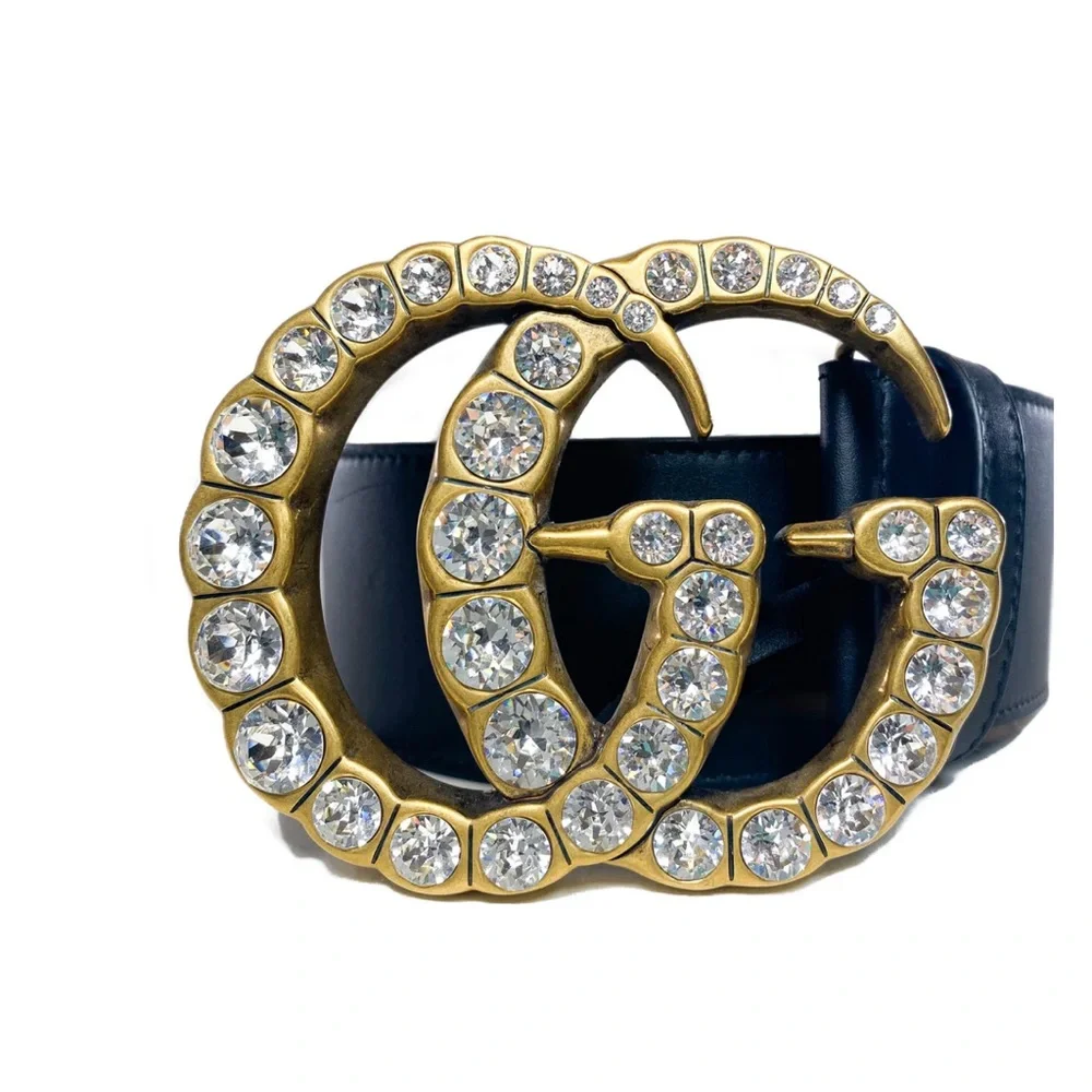 Gucci Extra Wide Crystal GG Marmont Belt. - Picture 1 of 7